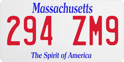 MA license plate 294ZM9