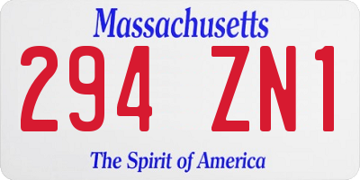 MA license plate 294ZN1