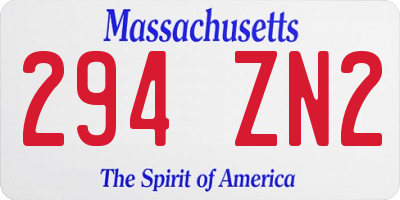 MA license plate 294ZN2