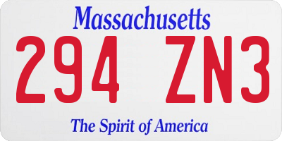 MA license plate 294ZN3