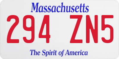 MA license plate 294ZN5