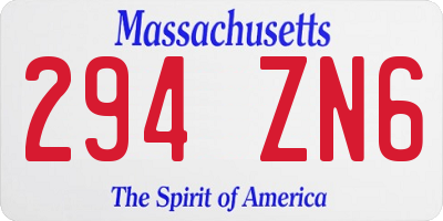 MA license plate 294ZN6