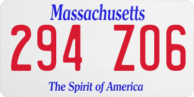 MA license plate 294ZO6