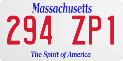 MA license plate 294ZP1