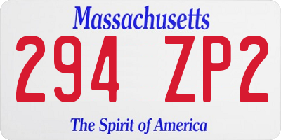 MA license plate 294ZP2