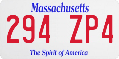 MA license plate 294ZP4