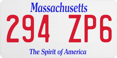 MA license plate 294ZP6