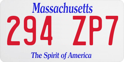 MA license plate 294ZP7