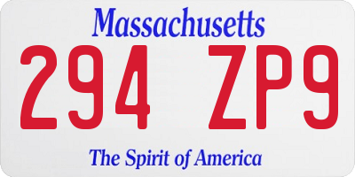 MA license plate 294ZP9