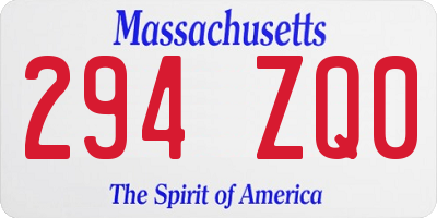 MA license plate 294ZQ0
