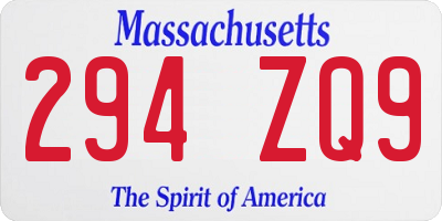 MA license plate 294ZQ9