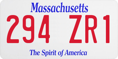 MA license plate 294ZR1