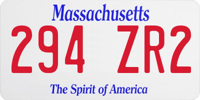 MA license plate 294ZR2