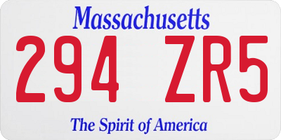MA license plate 294ZR5