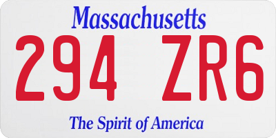 MA license plate 294ZR6