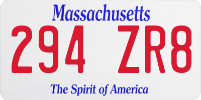 MA license plate 294ZR8