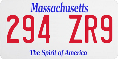 MA license plate 294ZR9