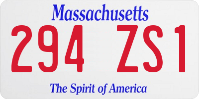 MA license plate 294ZS1