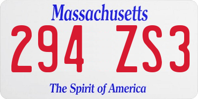 MA license plate 294ZS3