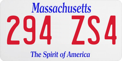 MA license plate 294ZS4