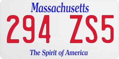 MA license plate 294ZS5