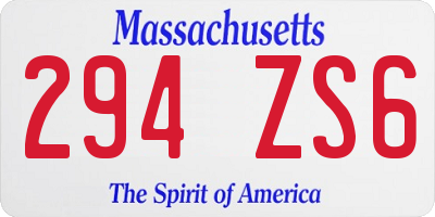 MA license plate 294ZS6