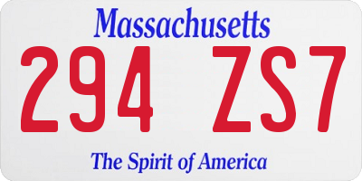 MA license plate 294ZS7