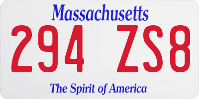 MA license plate 294ZS8
