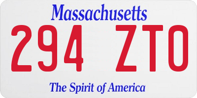 MA license plate 294ZT0