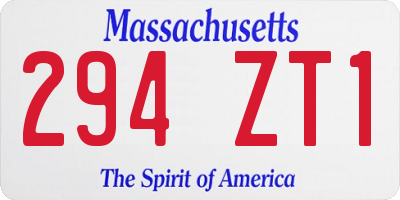 MA license plate 294ZT1