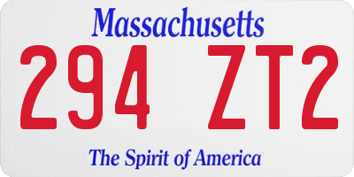 MA license plate 294ZT2