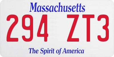 MA license plate 294ZT3