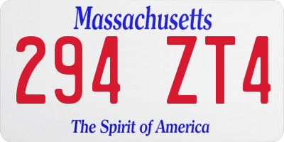 MA license plate 294ZT4
