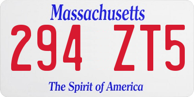 MA license plate 294ZT5