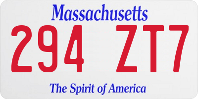 MA license plate 294ZT7