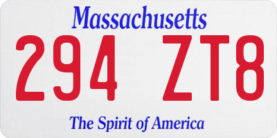 MA license plate 294ZT8
