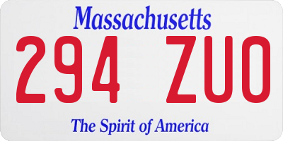 MA license plate 294ZU0