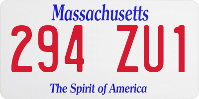 MA license plate 294ZU1
