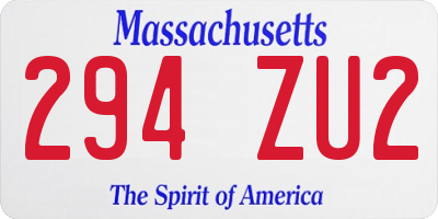 MA license plate 294ZU2