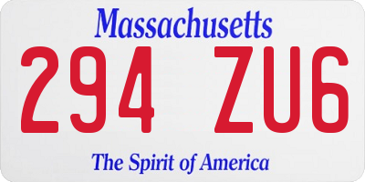 MA license plate 294ZU6