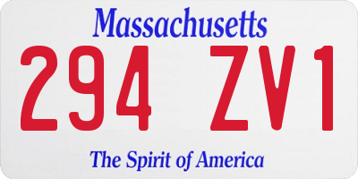 MA license plate 294ZV1