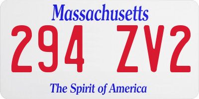 MA license plate 294ZV2