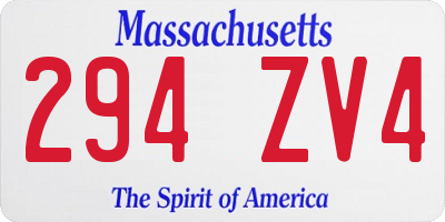 MA license plate 294ZV4