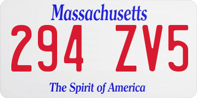 MA license plate 294ZV5