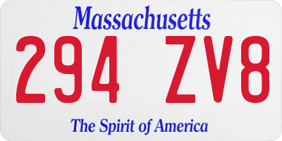 MA license plate 294ZV8