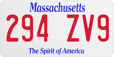 MA license plate 294ZV9