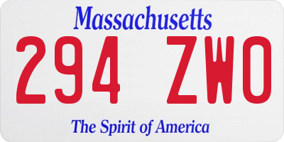 MA license plate 294ZW0