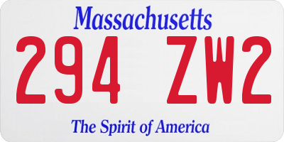 MA license plate 294ZW2