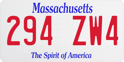 MA license plate 294ZW4