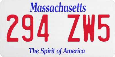 MA license plate 294ZW5
